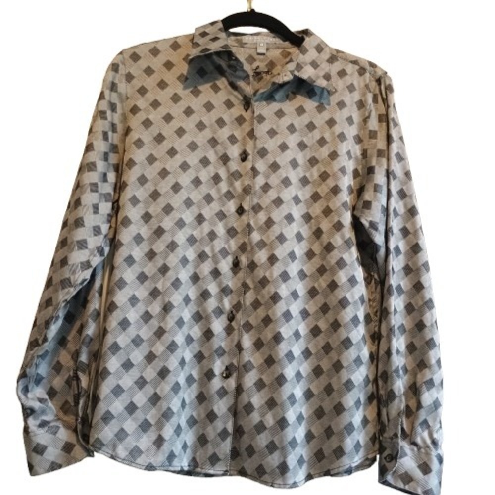 Foxcroft Wrinkle Free Shaped Fit Plaid Button Down Long Sleeve‎ Shirt